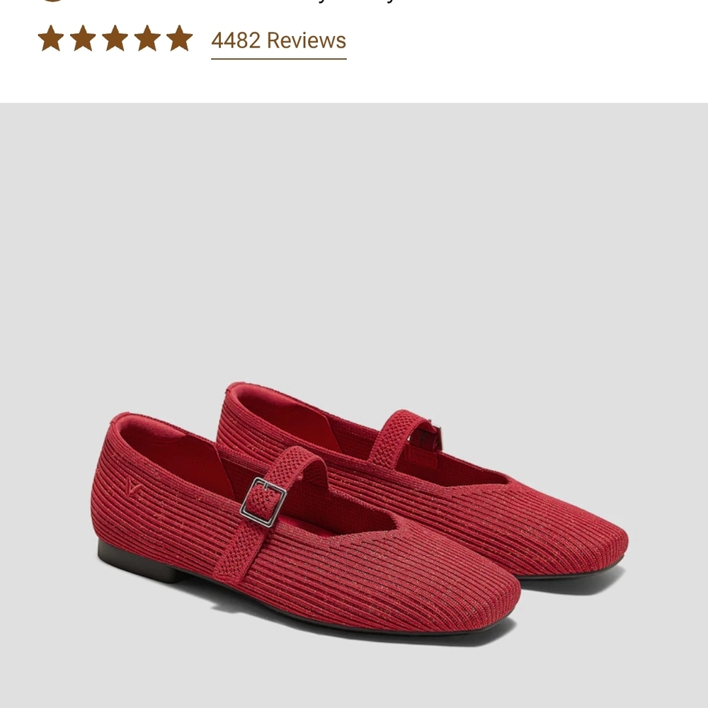 Vivaia square toe Mary Jane in Ruby Red metallic sz eu 38.5 us7.5-8